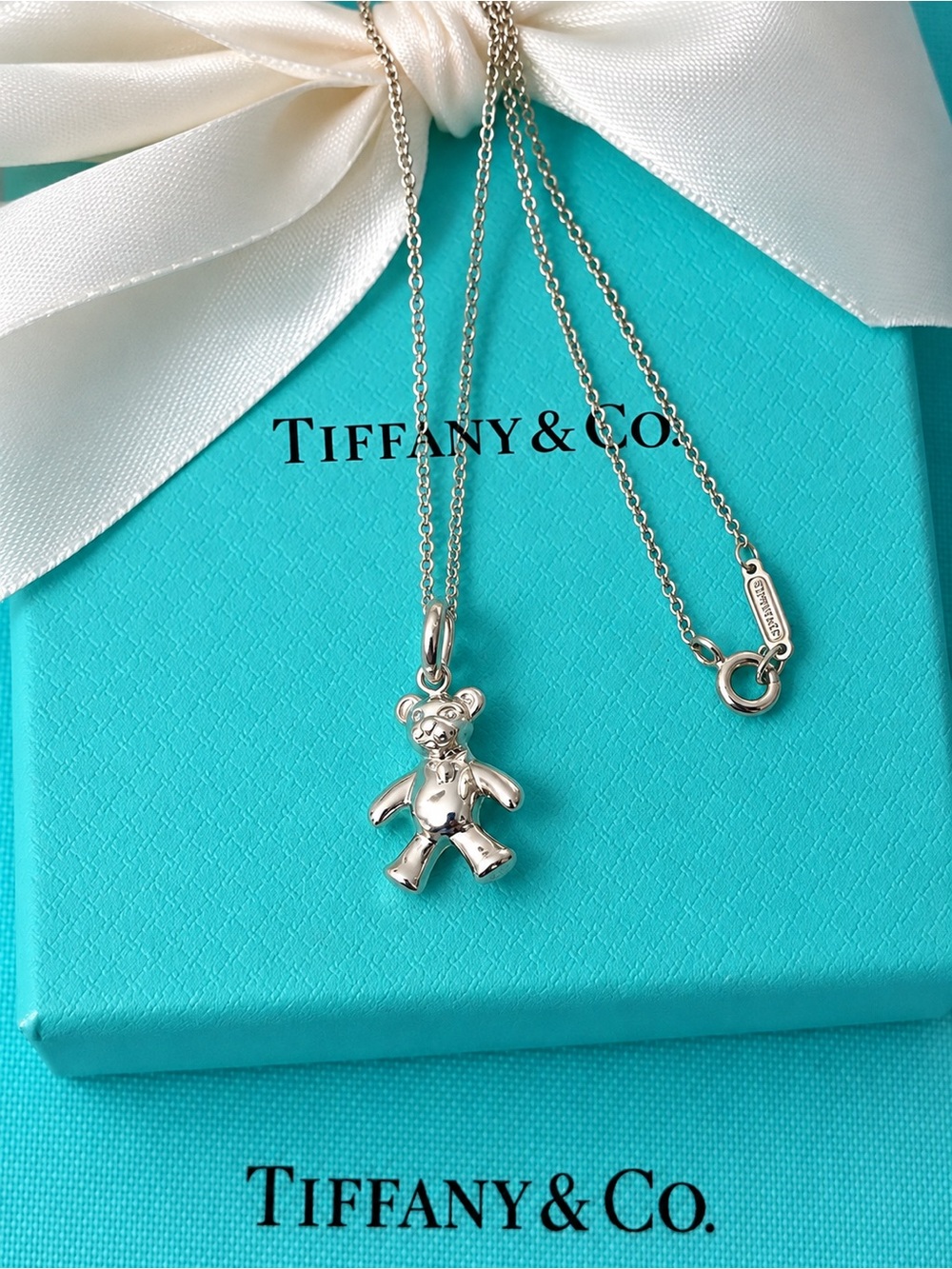 Authentic Tiffany & Co Teddy Bear Pendant Necklace